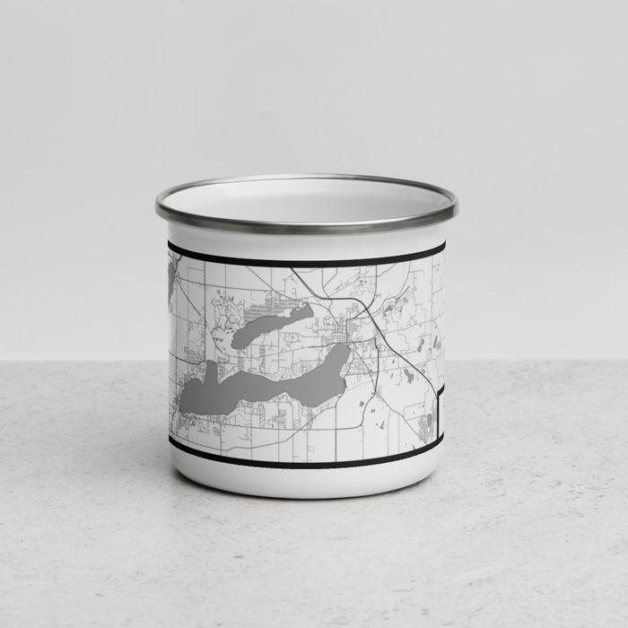 Front View Custom Lake Geneva Wisconsin Map Enamel Mug in Classic