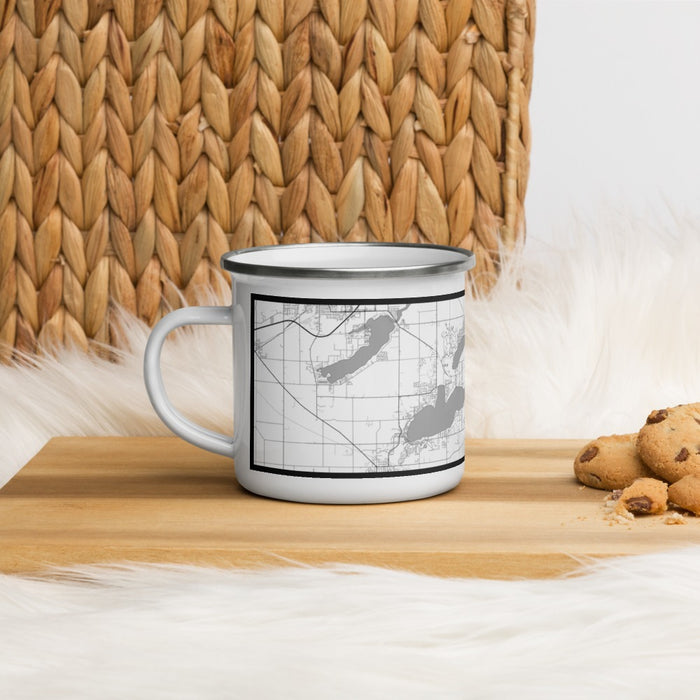 Left View Custom Lake Geneva Wisconsin Map Enamel Mug in Classic on Table Top