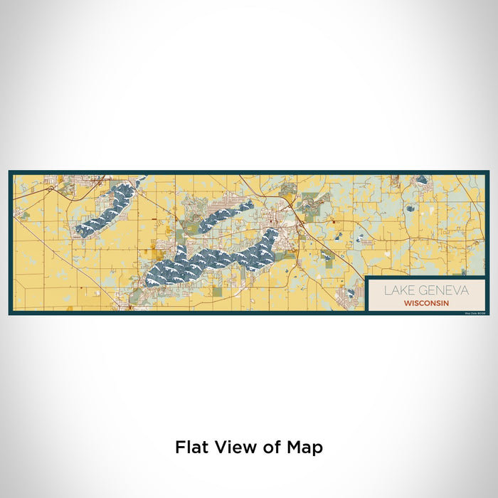 Flat View of Map Custom Lake Geneva Wisconsin Map Enamel Mug in Woodblock