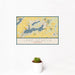 12x18 Lake Geneva Wisconsin Map Print Landscape Orientation in Woodblock Style With Small Cactus Plant in White Planter