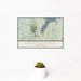 12x18 Lake George New York Map Print Landscape Orientation in Woodblock Style With Small Cactus Plant in White Planter