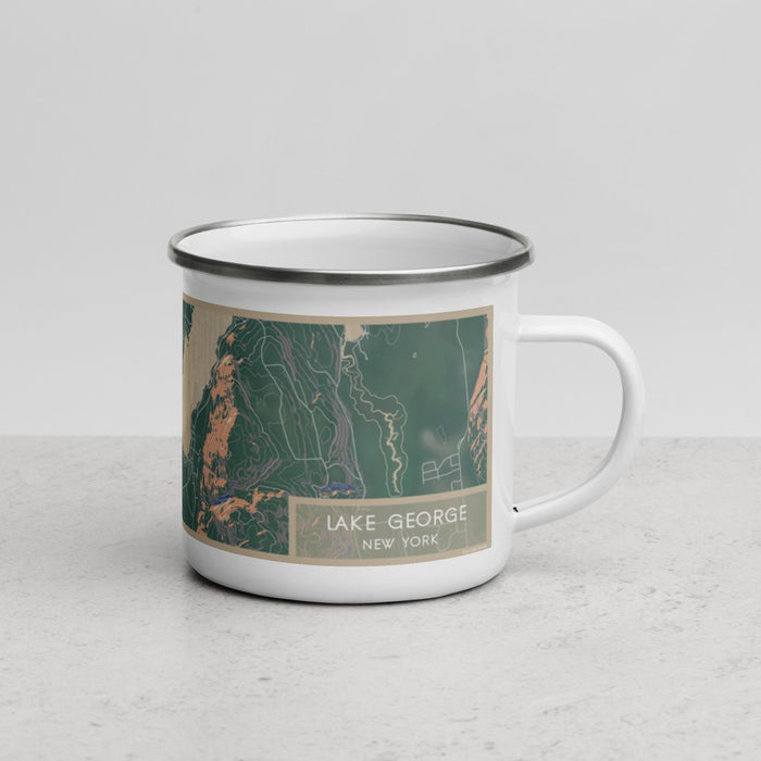 Right View Custom Lake George New York Map Enamel Mug in Afternoon