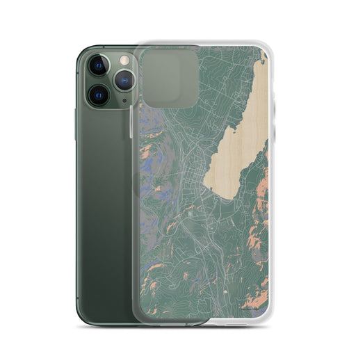 Custom Lake George New York Map Phone Case in Afternoon