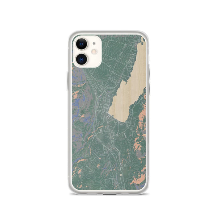 Custom iPhone 11 Lake George New York Map Phone Case in Afternoon