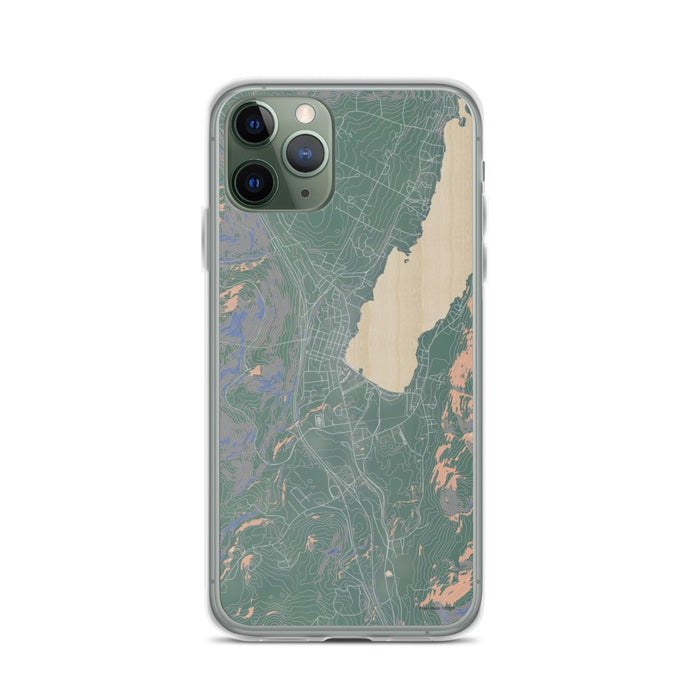 Custom iPhone 11 Pro Lake George New York Map Phone Case in Afternoon