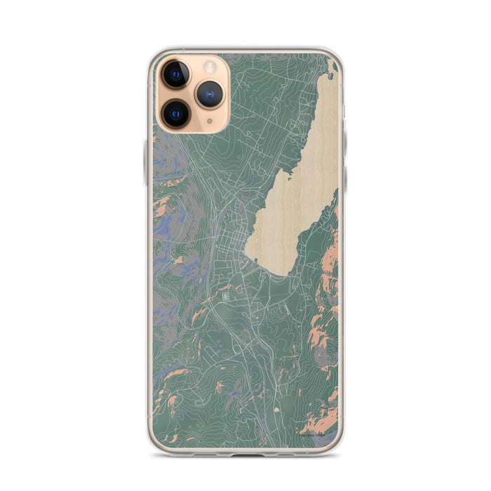 Custom iPhone 11 Pro Max Lake George New York Map Phone Case in Afternoon