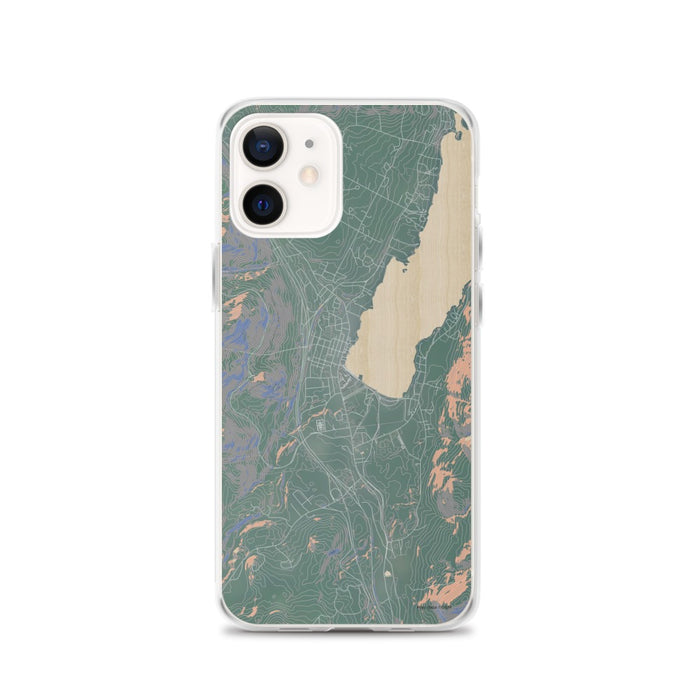 Custom iPhone 12 Lake George New York Map Phone Case in Afternoon