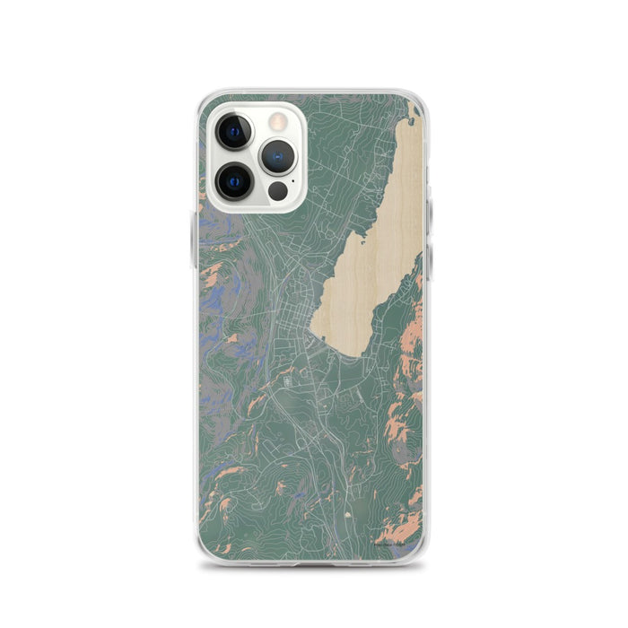 Custom iPhone 12 Pro Lake George New York Map Phone Case in Afternoon