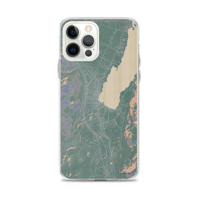 Custom iPhone 12 Pro Max Lake George New York Map Phone Case in Afternoon