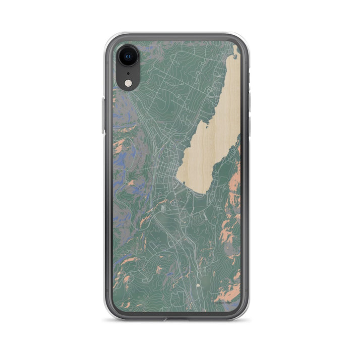 Custom iPhone XR Lake George New York Map Phone Case in Afternoon