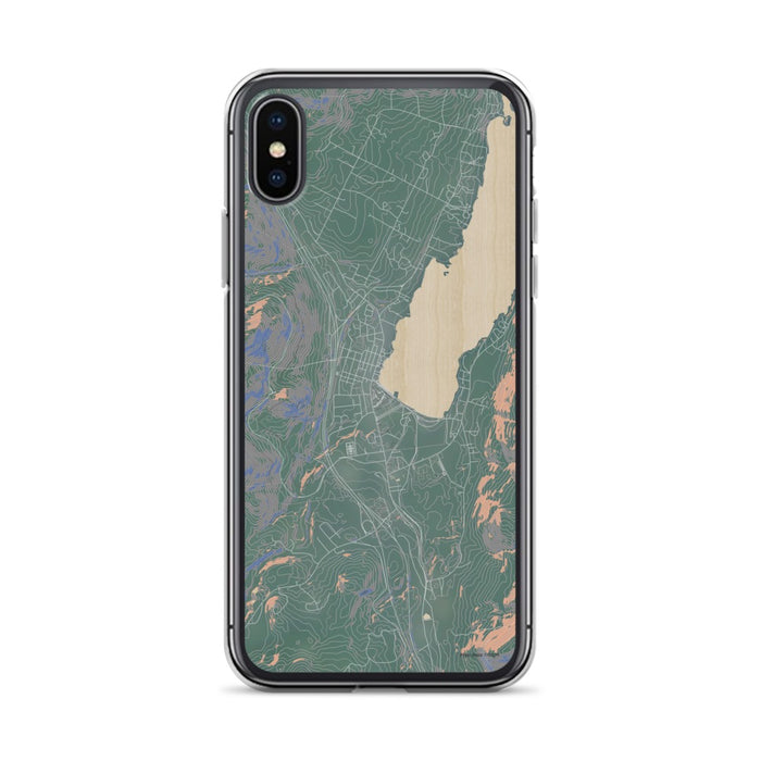 Custom iPhone X/XS Lake George New York Map Phone Case in Afternoon