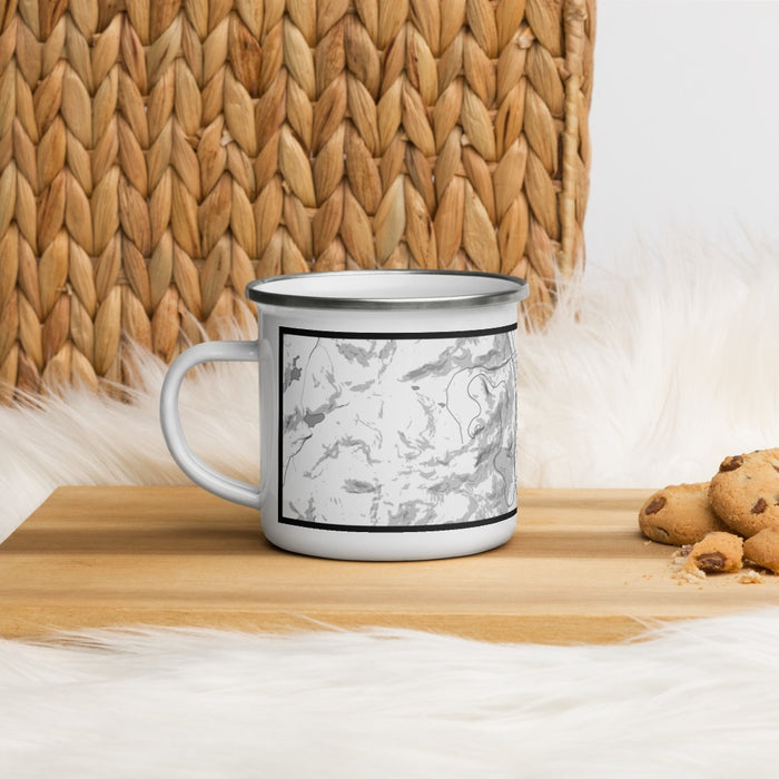 Left View Custom Lake George New York Map Enamel Mug in Classic on Table Top