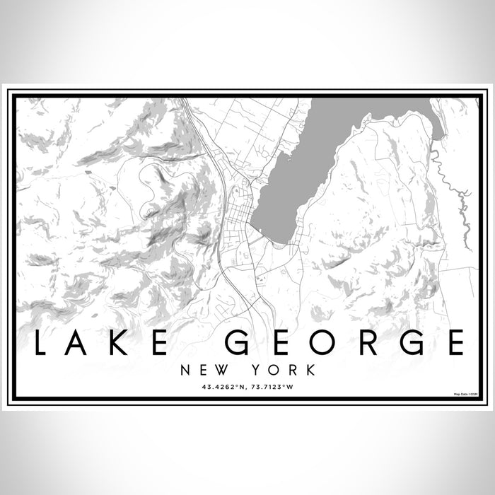 Lake George New York Map Print Landscape Orientation in Classic Style With Shaded Background