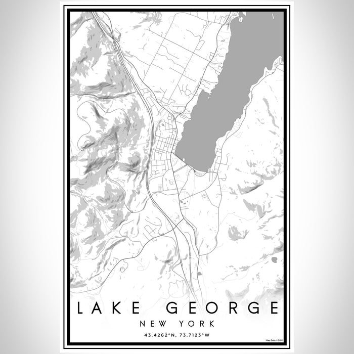 Lake George New York Map Print Portrait Orientation in Classic Style With Shaded Background