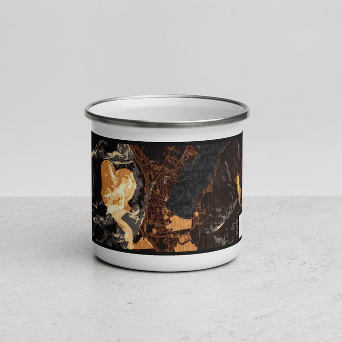 Front View Custom Lake George New York Map Enamel Mug in Ember