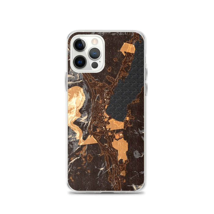 Custom iPhone 12 Pro Lake George New York Map Phone Case in Ember