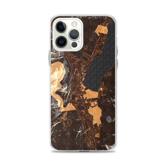 Custom iPhone 12 Pro Max Lake George New York Map Phone Case in Ember