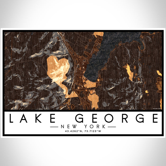 Lake George New York Map Print Landscape Orientation in Ember Style With Shaded Background