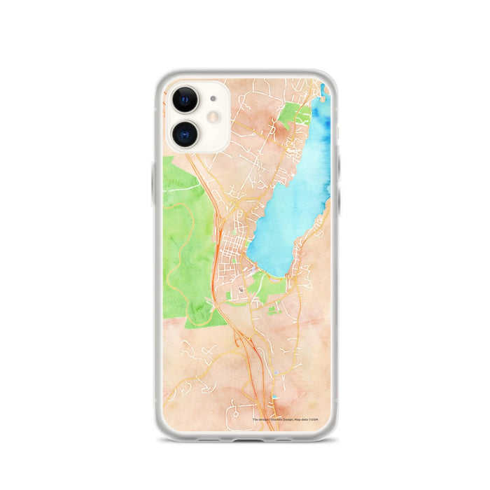 Custom iPhone 11 Lake George New York Map Phone Case in Watercolor