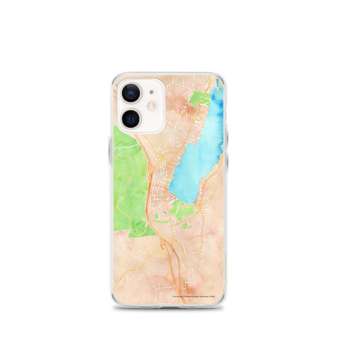 Custom iPhone 12 mini Lake George New York Map Phone Case in Watercolor