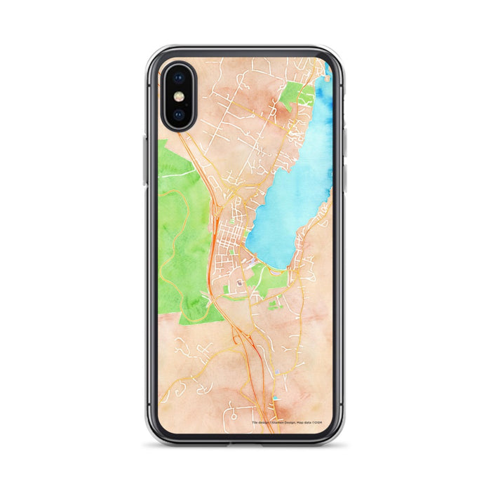 Custom iPhone X/XS Lake George New York Map Phone Case in Watercolor