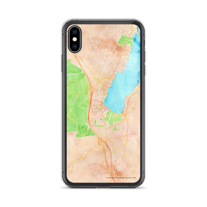 Custom iPhone XS Max Lake George New York Map Phone Case in Watercolor