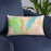 Custom Lake George New York Map Throw Pillow in Watercolor on Blue Colored Chair