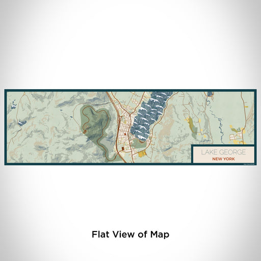 Flat View of Map Custom Lake George New York Map Enamel Mug in Woodblock