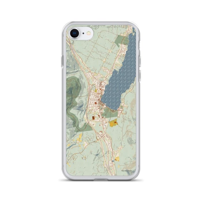Custom iPhone SE Lake George New York Map Phone Case in Woodblock