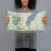 Person holding 20x12 Custom Lake George New York Map Throw Pillow in Woodblock