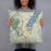 Person holding 18x18 Custom Lake George New York Map Throw Pillow in Woodblock