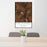 24x36 Lake Hartwell Georgia Map Print Portrait Orientation in Ember Style Behind 2 Chairs Table and Potted Plant