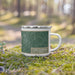 Right View Custom Lake Hartwell Georgia Map Enamel Mug in Afternoon on Grass With Trees in Background