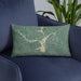 Custom Lake Hartwell Georgia Map Throw Pillow in Afternoon on Blue Colored Chair