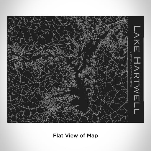 Rendered View of Lake Hartwell Georgia Map Engraving on 20oz Stainless Steel Insulated Bottle with Bamboo Top in Black