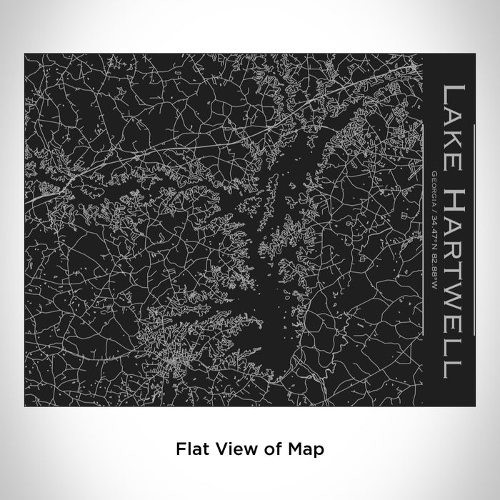 Rendered View of Lake Hartwell Georgia Map Engraving on 20oz Stainless Steel Insulated Bottle with Bamboo Top in Black