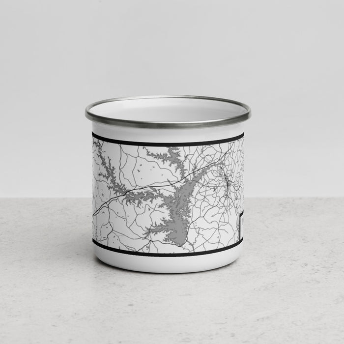 Front View Custom Lake Hartwell Georgia Map Enamel Mug in Classic