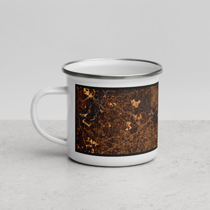 Left View Custom Lake Hartwell Georgia Map Enamel Mug in Ember
