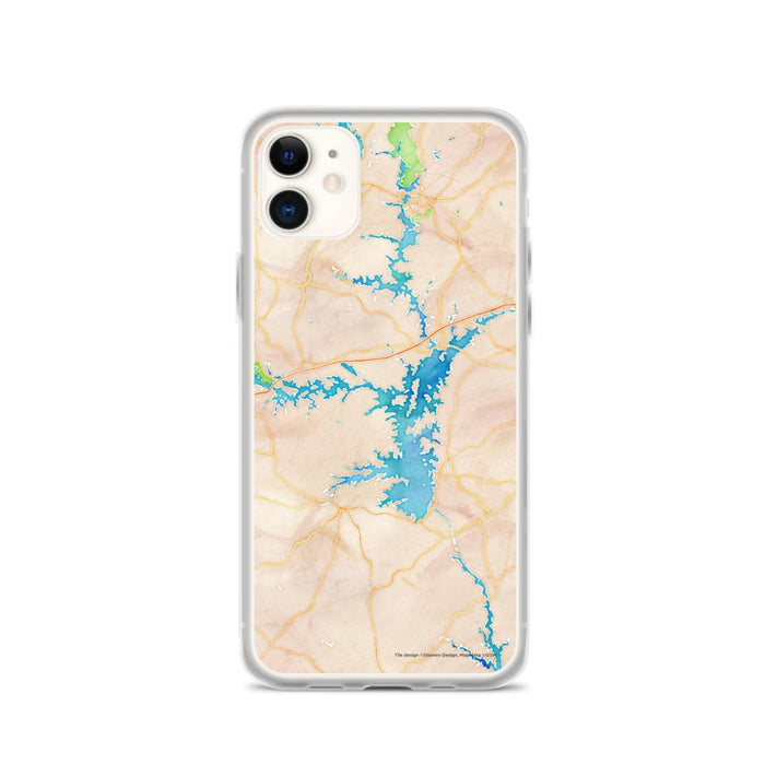 Custom iPhone 11 Lake Hartwell Georgia Map Phone Case in Watercolor