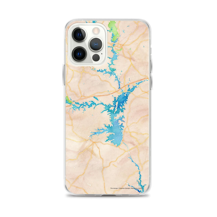 Custom iPhone 12 Pro Max Lake Hartwell Georgia Map Phone Case in Watercolor