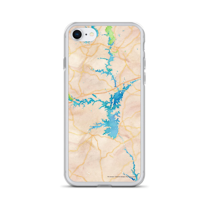 Custom iPhone SE Lake Hartwell Georgia Map Phone Case in Watercolor