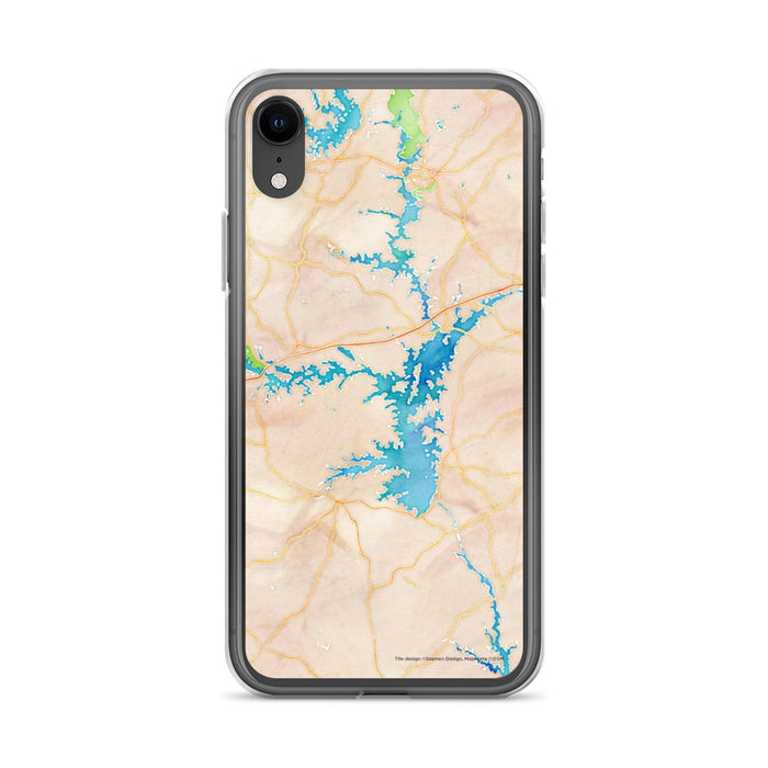 Custom iPhone XR Lake Hartwell Georgia Map Phone Case in Watercolor