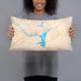 Person holding 20x12 Custom Lake Hartwell Georgia Map Throw Pillow in Watercolor
