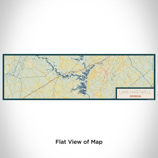 Flat View of Map Custom Lake Hartwell Georgia Map Enamel Mug in Woodblock