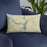 Custom Lake Hartwell Georgia Map Throw Pillow in Woodblock on Blue Colored Chair