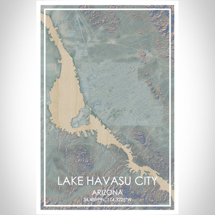Lake Havasu City Arizona Map Print Portrait Orientation in Afternoon Style With Shaded Background