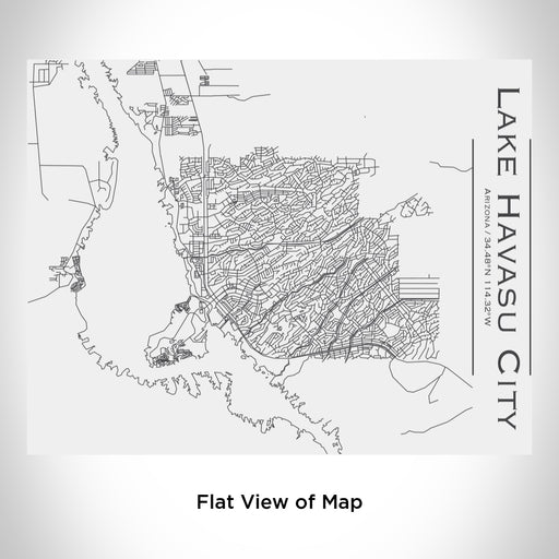 Rendered View of Lake Havasu City Arizona Map Engraving on 20oz Stainless Steel Insulated Bottle with Bamboo Top in White