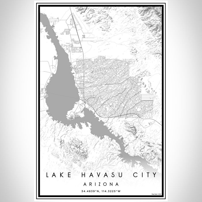 Lake Havasu City Arizona Map Print Portrait Orientation in Classic Style With Shaded Background