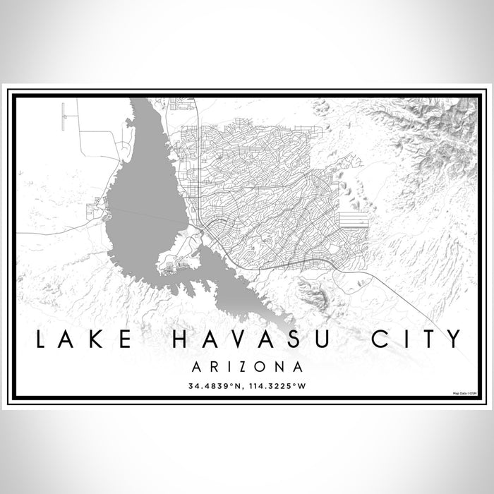 Lake Havasu City Arizona Map Print Landscape Orientation in Classic Style With Shaded Background