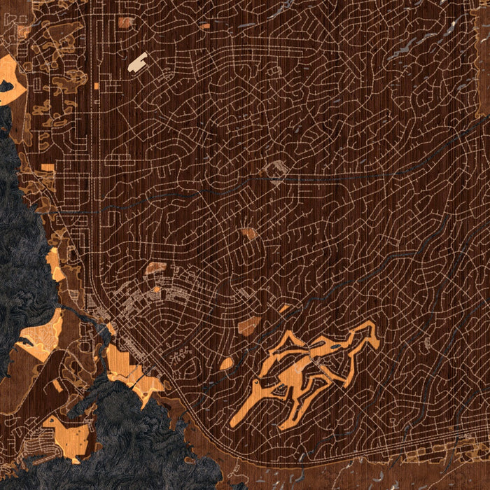 Lake Havasu City Arizona Map Print in Ember Style Zoomed In Close Up Showing Details